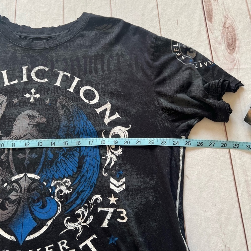 NWT Affliction Mens T-Shirt 2X Black Live Fast Double Side Distressed Y2K Grunge - Picture 14 of 15